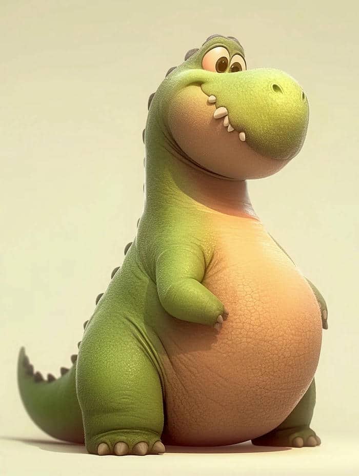 ไดโนเสาร์การ์ตูนสีเขียว