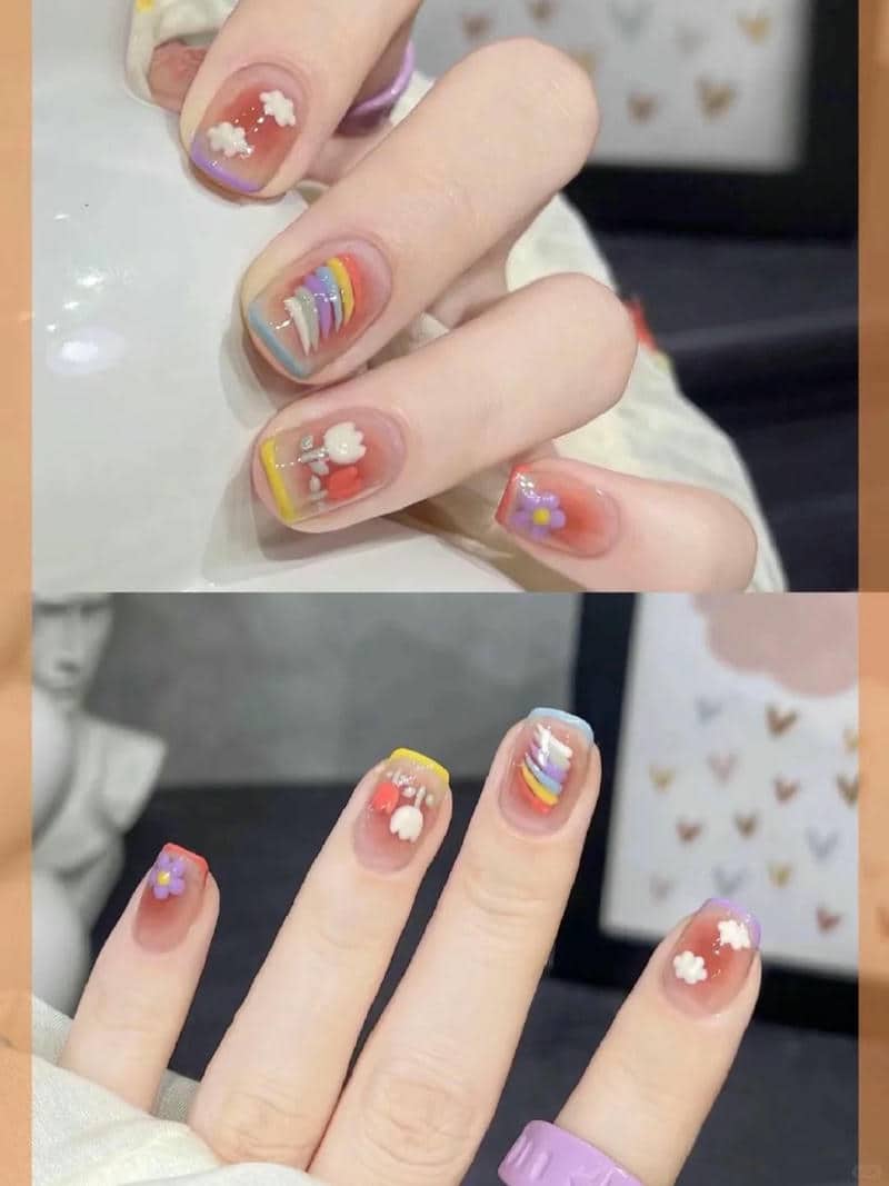 ทําเล็บ สีรุ้ง-2