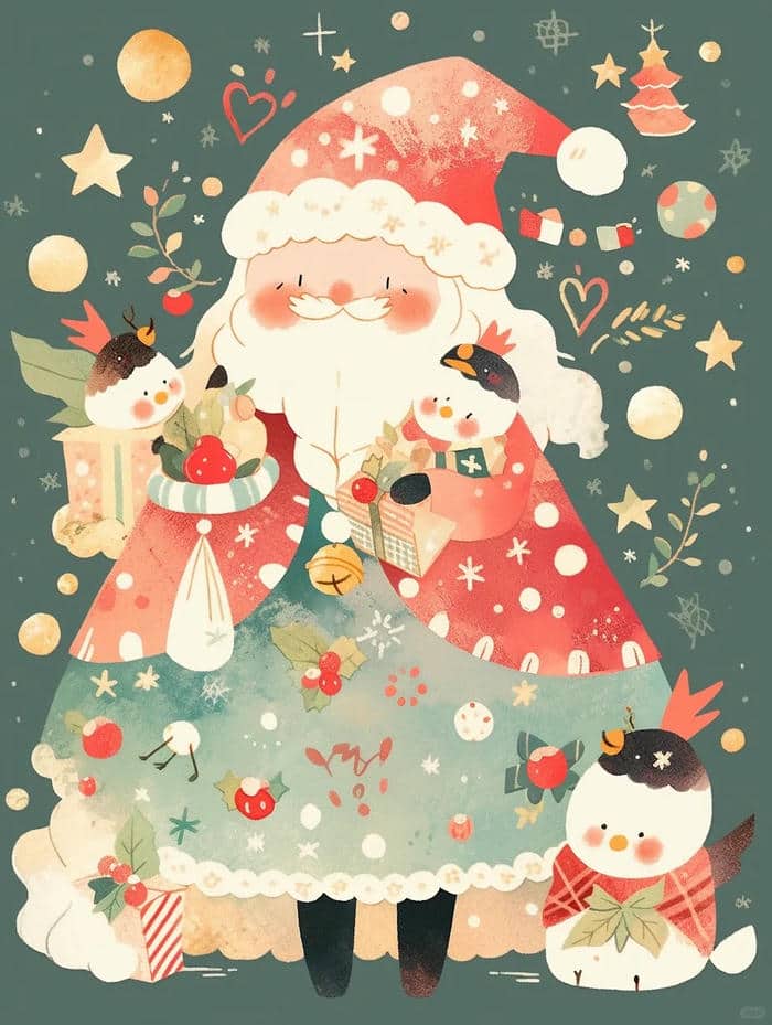 รูปซานตาครอส กับ ต้นคริสต์มาส