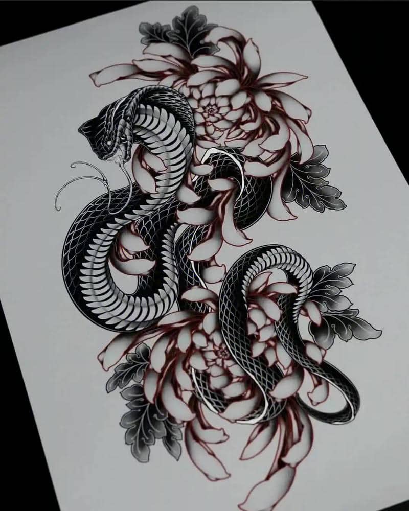 ลายสักงูที่แขน