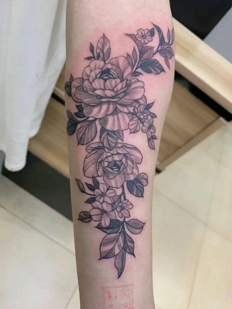 ลายสักดอกไม้สี