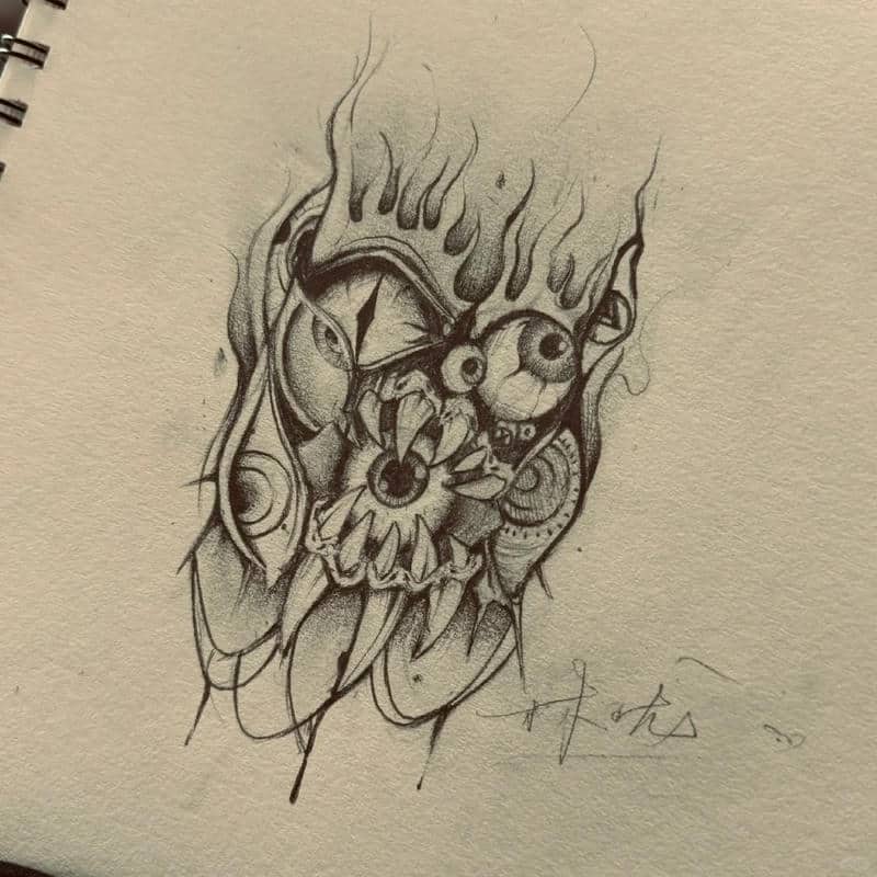 ลายสักหน้ากากปีศาจ