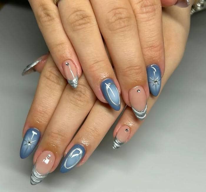 ลายเล็บ เจ ล สีฟ้า น้ํา ทะเล