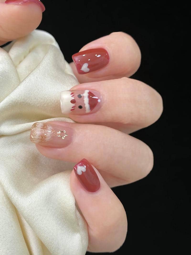 ลายเล็บคริสมาสต์ เรียบๆ