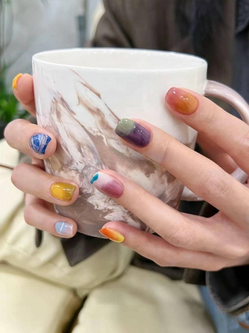 ลายเล็บสีชมพู