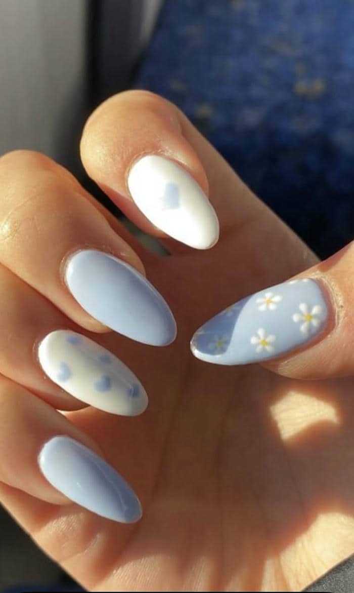 ลายเล็บเจลสีฟ้าน้ําทะเล