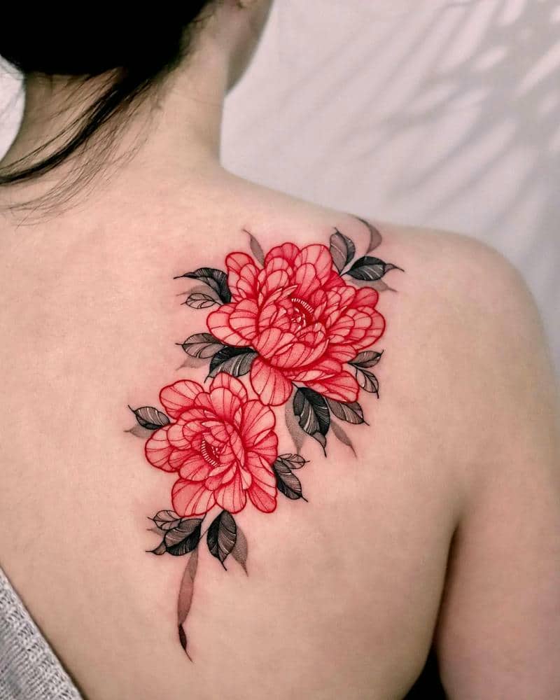 แบบลายสักดอกไม้