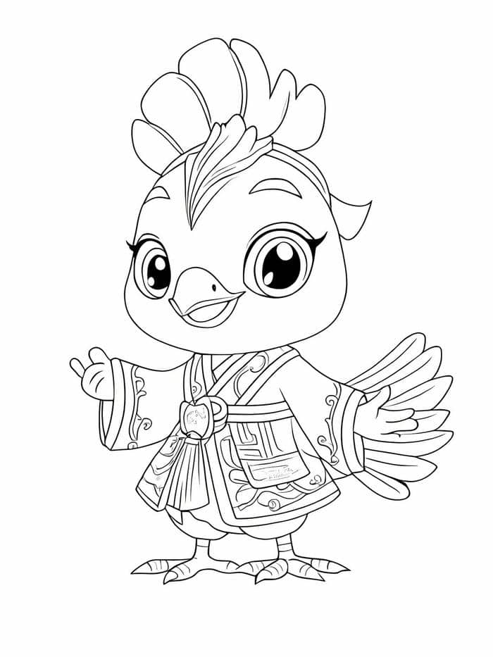 รูปภาพไก่ระบายสี-1