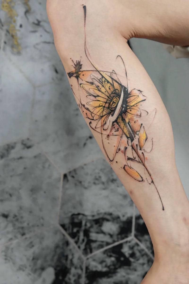 ลายสักรูปดอกทานตะวัน-1