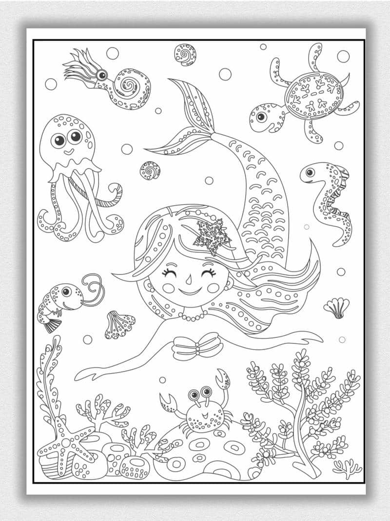 ภาพ ระบายสี เจ้าหญิง เงือกน้อย