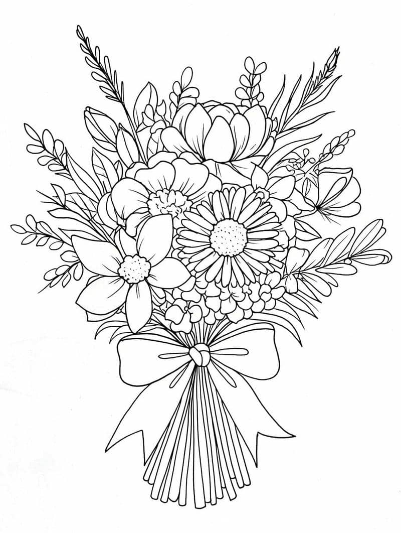 ลาย เส้น ภาพ ระบายสี ดอกไม้